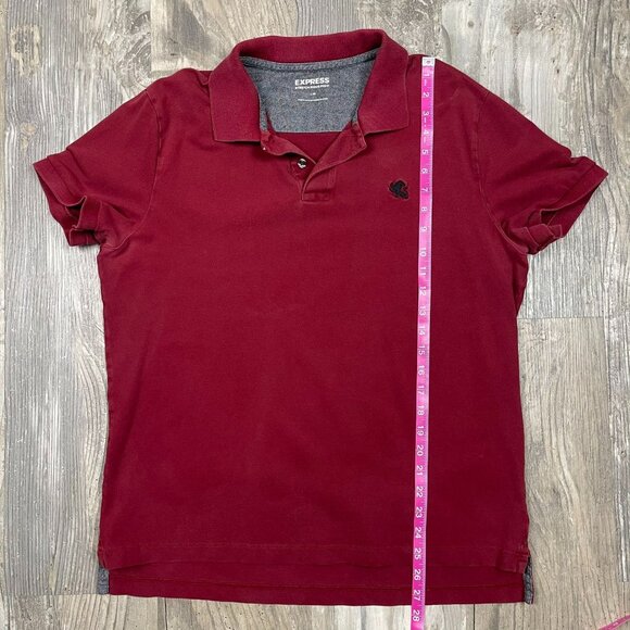 Express Mens Stretch Pique Polo Shirt Large Short Sleeve Red Casual Top - Picture 6 of 6